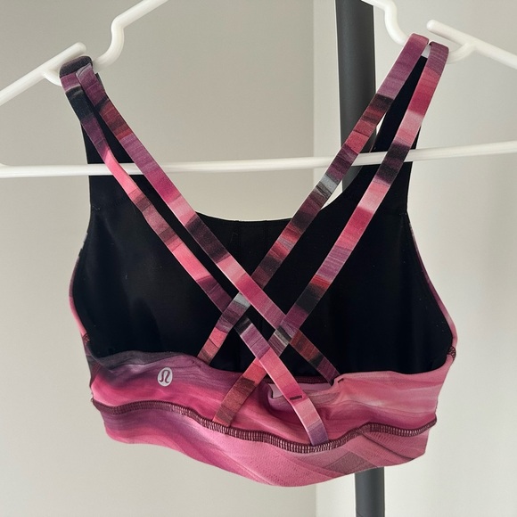 Lululemon Vibrant Pink and Black Sports Bra with Supportive Racerback Size 4 - Picture 5 of 8